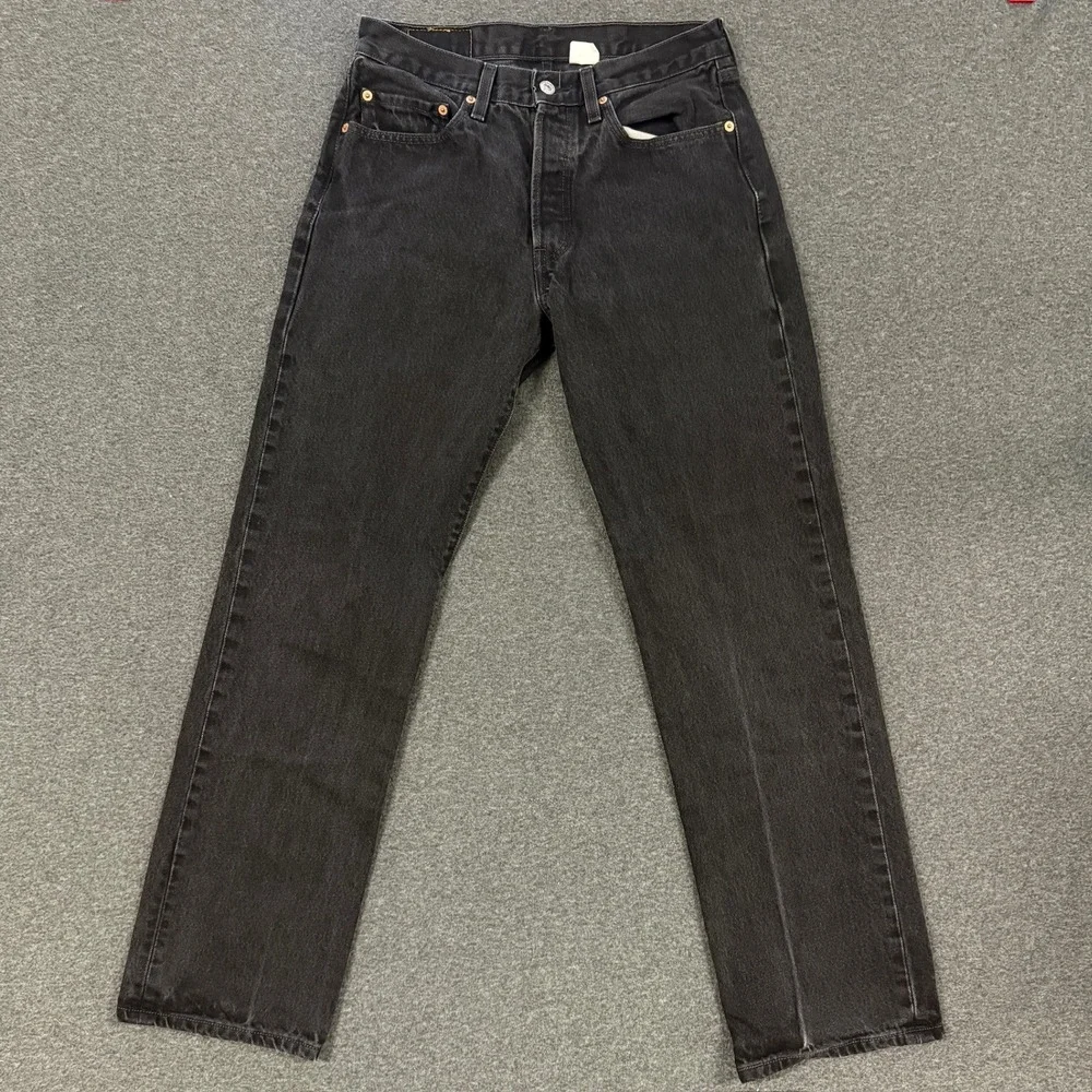Vintage Levis 501 Jeans Mens 31x32 Black Straight Leg Button Fly Denim Paper Tag